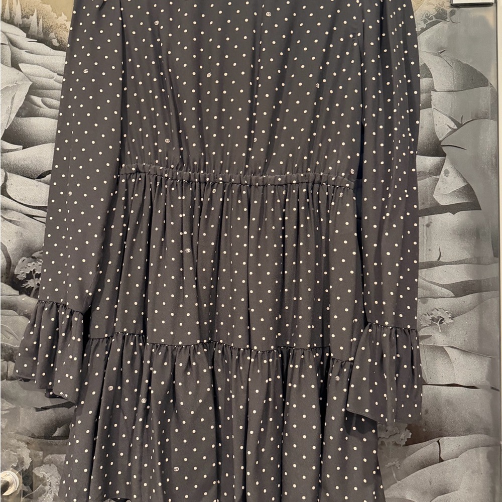Gucci Black with White Polka Dots Silk Blouse